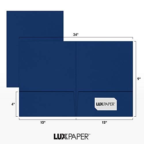 LUXPaper 9" x 12" Presentation Folders | Two Pocket | Navy Blue | 100lb. Cover | 10 Qty - color: Navy
