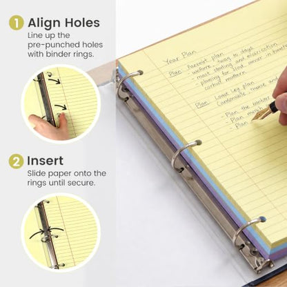 HIBOX Loose Leaf Paper Wide Ruled, 100 Sheets 8"x10.5" 3-Hole Punch, Yellow | Anti-Bleed, 11/32" Spacing, Filler Paper for Binders, College, Office, School Supplies, Back to School & Classroom Must Haves - color: Yellow