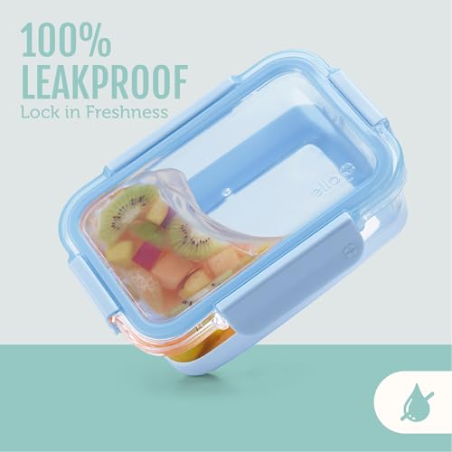 Ello Duraglass Refresh 3.4 Cup Meal Prep Sets 10Pc, 5 Pack Set- Glass Food Storage Container with Silicone Boot and Airtight BPA-Free Plastic Lids, Dishwasher, Microwave and Freezer Safe, Melon - color: Melon Refresh