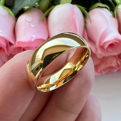 TUTISS 3mm 4mm 5mm 6mm 7mm 8mm 10mm Silver/Gold Tungsten Rings for Men Women Couple Fashion Jewelry Engagement Wedding Bands Domed Polished Comfort Fit - color: 7mm Gold Tungsten