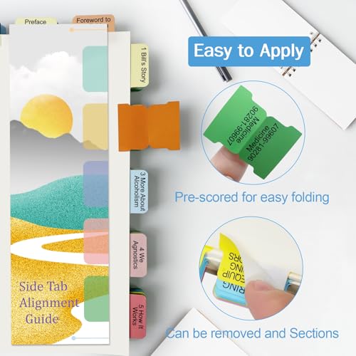 Upgraded Index tabs for Alcoholics Anonymous: The Big Book 4th Edition,90 Book Tabs, Color-Coded with Alignment Card & Page Numbers Sheet & Bookmark, Laminated Durable, Book Not Included