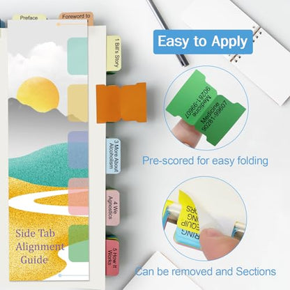Upgraded Index tabs for Alcoholics Anonymous: The Big Book 4th Edition,90 Book Tabs, Color-Coded with Alignment Card & Page Numbers Sheet & Bookmark, Laminated Durable, Book Not Included