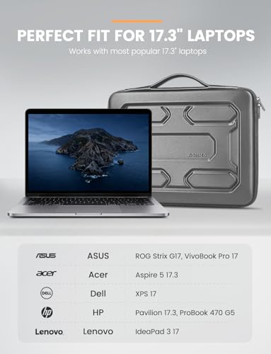 DOMISO 17 inch Laptop Sleeve with Handle Shockproof Waterproof EVA Protective Case for 17.3" ZBook Fury 17.3 G8/MSI GS73VR Stealth Pro/HP Envy 17/LG Gram 17"/ROG Strix GL702VS, Dark Grey - color: Dark Grey, size: 17.3 inch