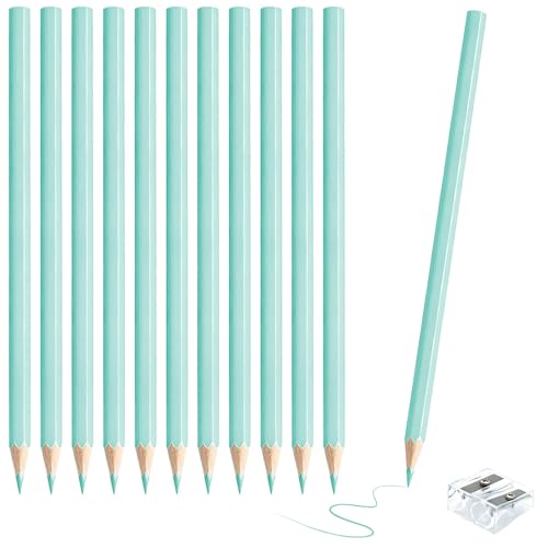 12 PCS Macaron Blue Colored Pencils Pre Sharpened Pencil 2 HB - Ideal for Checking, Grading, Tests & Office/School Supplies - color: cuteblue