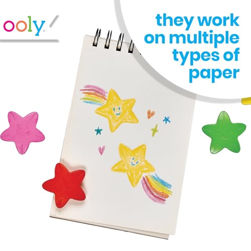 Ooly Stars of the Sea Star Shaped Chunky Crayons for Toddlers and Little Hands Set of 6, Non-Toxic Star Shaped Easy to Hold Crayons for Young Children, No Rolling Crayon, Gifts for Kids - style: Stars of the Sea