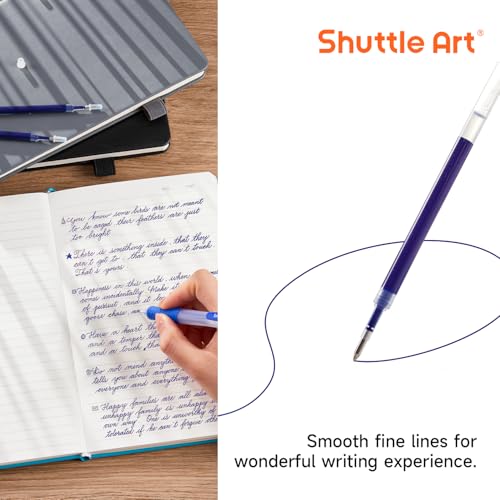 Retractable Gel Pen Refills, Shuttle Art 60 Pack Blue Rollerball Gel Ink Pens Refills, Bulk Set, 0.7mm Fine Point for Writing Journaling Taking Notes School Office Home - color: Blue, size: 60 Count (Pack of 1)