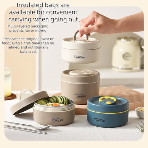 Portable Insulated Lunch Container Set, 2026 Upgraded Stainless Steel Lunch Container, 4 Tier Separat With Insulated Lunch Bag, Hot Food Lunch Containers, Unisex,For Work Picnics Camping (Brown3-Tier) - color: Brown3-Tier