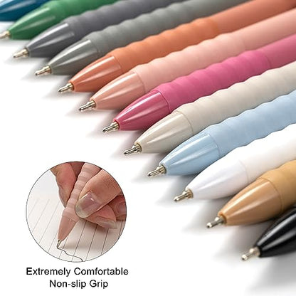 Aisibeiger Ballpoint Pens Black Ink Ball Point Pen with Super Soft Grip Medium Point 1.0mm Office Pens (Silver 12-count) - color: Silver 12-count