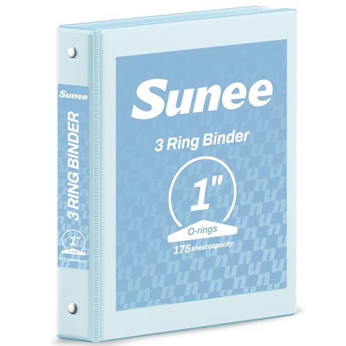 SUNEE 3 Ring Binder 1 Inch 1 Pack, Clear View Binder Three Ring PVC-Free (Fit 8.5x11 Inches) for School or Office Supplies, Pastel Blue - color: Pastel Blue, size: 1 Inch