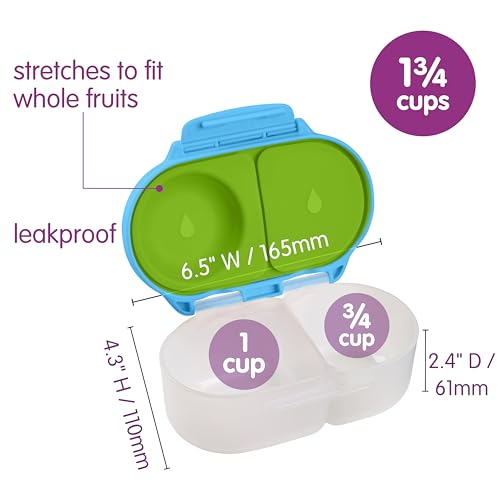 b.box Lunch Box Kids 2-pack, Mini Lunch Box + Snack Containers for Kids | 4.25 + 1.75 Cup Bento Box for Kids, Snack Box, Lunch Containers, Leak Proof, Dishwasher Safe, BPA Free, PFAS Free, Ages 4m+ - color: Ocean Breeze