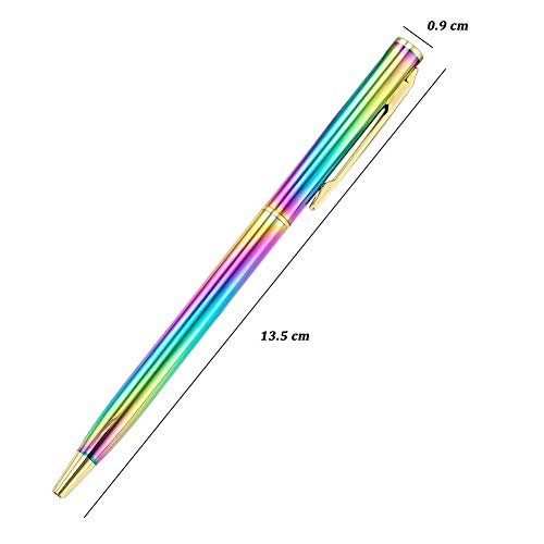 mollensiuer 3 Pieces Rainbow Metal Ballpoint Pen Retractable Crystal Pens Creative Signature Pens with 10 Pcs Replacement Refills for Office Supplies, Decorations, Women Gifts