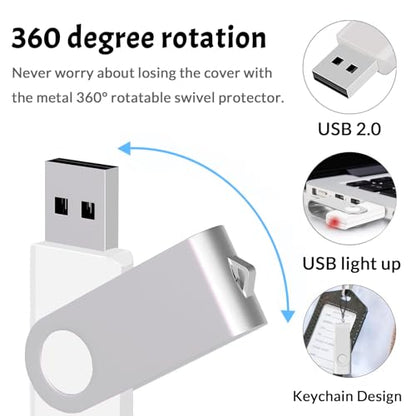 Flash Drive Bulk 8GB USB 20 Pack FEWINA USB2.0 USB Drives Pack Thumb Drive Bulk Swivel Memory Stick Zip Drive for Storage and Backup White 20PCS 8GB