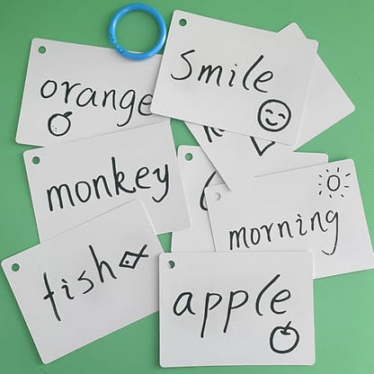 Double-Side Dry Erase Index Card - 20 Laminated Cards for Versatile Use | Laminated Cardstock 4.3x 3.1 inch, Reusable Blank Cards for Home, Work, School, Study Guide, to Do Lists, DIY Teaching Aids