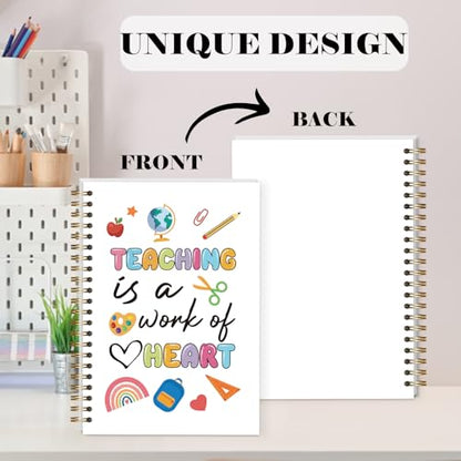 LRVSYUIN Teacher Notebook Journal, Funny Hardcover Spiral Notebook for Back to School Classroom Supplies, Teachers Appreciation Gift - Teaching is a work of heart (B01) - style: WhiteTeaching is a work of heart