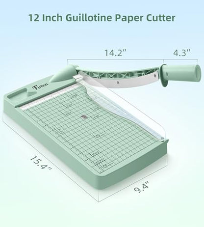 Firbon 12" Guillotine Paper Cutter, Heavy Duty 12-Sheet Capacity Trimmer for Cardstock, Photos, Scrapbooking, Office, Classroom, Studio (Morandi) - color: Morandi