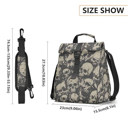MNSRUU Insulated Lunch Bags Women Men, Grunge Skulls Portable Reusable Thermal Meal Tote Cooler Bag Organizer, Adjustable Shoulder Strap, Handle - color: Skulls 021