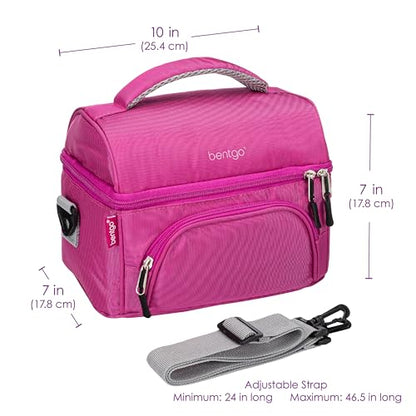 Bentgo Deluxe Lunch Bag - Durable and Insulated Lunch Tote with Zippered Outer Pocket, Internal Mesh Pocket, Padded & Adjustable Straps, & 2-Way Zippers - Fits Most Lunch Boxes (Purple) - color: Purple