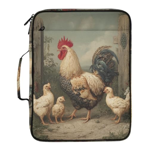 Hen with Chicken Accordion File Organizer Expanding File Folder Zipper Binder 3 Ring with Handle 500 Sheets Capacity Document Organizer Storage Bag Multi Pockets Design - color: Hen With Chicken