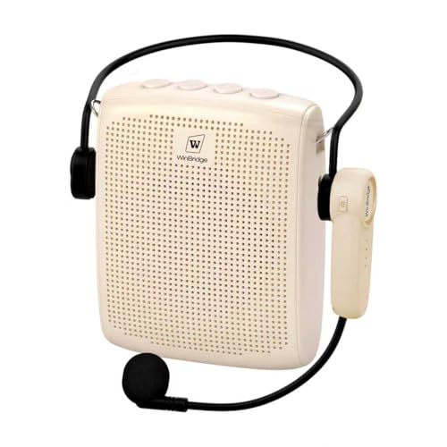 WinBridge Bluetooth Voice Amplifier with Headset Mic for Teachers, Elderly | 15W Portable PA System for Classroom, Speaker and Microphone for Teaching, Tour Guide, Soft-Spoken People, WB002 Beige - color: Beige