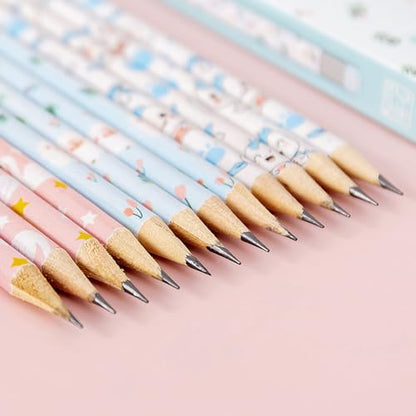 30pcs HB Art Drawing Pencils Blue Bulk Cute Fun Novelty Wooden Writing Pencils with Erasers Party Office (Blue) - color: Blue