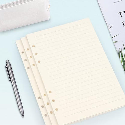 Toplive A5 Refill Paper, [3 Pack] 100GSM Thick 6 Hole Filler Inserts - 135 Sheets (270 Pages) for 6 Ring Binder Journal Notebook, Blank/Line/Squared - style: 3Pack Blank+Line+Grided