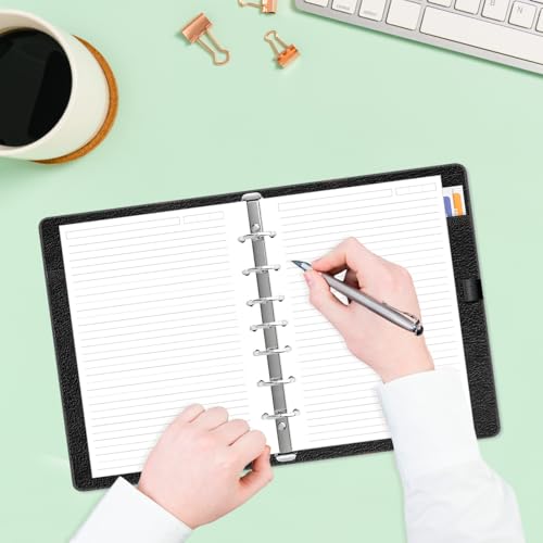 7-Hole Lined Paper Refills for Mini Binder - 100 Sheets/200 Pages Loose Leaf Line Paper, 100gsm Ruled White Pages, Desk Size 4, 5.8" x 8.5" - size: 5.8" x 8.5" - 7-Hole, style: 100 Sheets