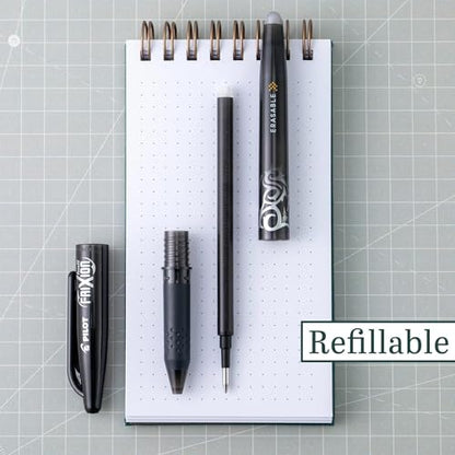 Frixion Ball Stick Erasable Gel Pens Fine Point (.7mm) Black Ink 3-pk; Bundle with Plastic Reusable Pouch - size: 1 Count (Pack of 3)