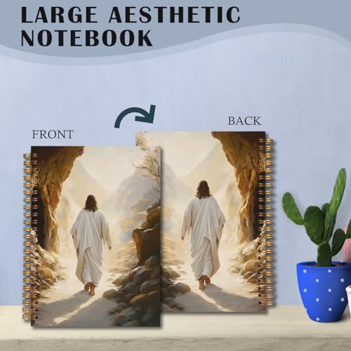 Exqcom Jesus Leaves the Tomb Christian Spiral Notebook, Jesus Resurrection Easter Bible Journal Gifts for Women, Prayer Religious Hardcover Notebook Journal Office School Supplies, 5.5x8.3 - color: white Bible Notebook-W