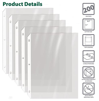GOLD SEAL 200 Count Diamond Clear Extra Heavyweight Sheet Protectors, 4 mils Strong,8.5 x 11, Top Load, 200 Boxed Sheet Protectors - size: 200 pack