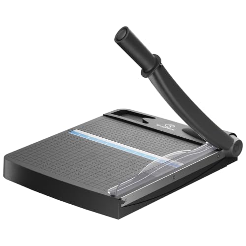 12 Inch Heavy Duty Paper Cutter, 12-16 Sheets Capacity Guillotine Paper Cutter & Paper Trimmer, Paper Cutting Board for Classroom, Crafting, (Gray-Blue) - color: Gray-blue