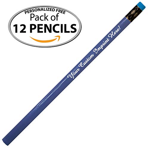 Express Pencils™ Personalized Pencils Round Neon Colors Custom Imprinted with your Name - Text - Logo - Message- 12 pkg - ** Includes Personalization - Great Gift Idea (Neon Blue) - color: Neon Blue