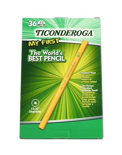Ticonderoga My First Wood-Cased Pencils , #2 HB Soft, Without Eraser, Yellow, 36 Count (X33036) - size: 36 Count (Pack of 1), style: W/Out Erasers