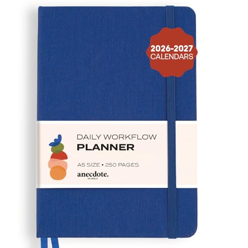 Anecdote Daily Planner w/ 2026-2027 Calendar | Start Anytime 26 Weeks Undated | 1 Page per Day | 8.5" x 5.2" | Hardcover To-Do List Organizer, Plan Your Success, Achieve Productivity Goals (Royal Blue) - color: Royal Blue, size: A5 (5.8'' x 8.3'')