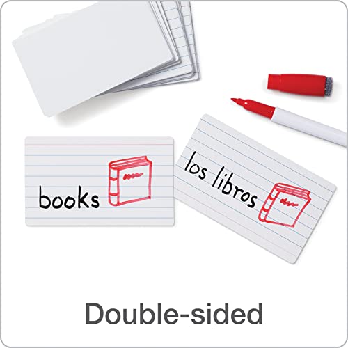 Oxford Dry Erase Index Cards, 3x5, Blank & Ruled Multipack, Reusable Flash Cards, Double Sided Dry & Wet Erase Cards for Gaming, Study, 100-Pk (63516) - style: 50 Blank & 50 Ruled