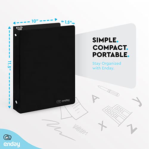 Enday 1 Inch Binder, Black 3 Ring Binder 1 Inch, Heavy Duty Three Ring Binder, 175 Sheets Capacity - One Inch Binder for Home School and Office. - color: Black, size: 1-Inch