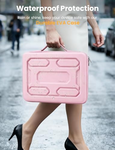 DOMISO Laptop Hard Case 17-17.3 inch Waterproof Shockproof Hard Shell Laptop Sleeve with Handle & Storage Pocket, Compatible with MacBook, HP, Dell,Pink - color: Pink, size: 17.3 inch