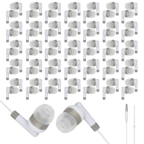 Kids Bulk Earbuds for Classroom200 Pack, in-Ear Wired Headphones | Earphones for School Library Computers Chromebook Laptop PC - color: White, size: 200 Pack