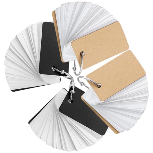 4pcs Thick Blank English Words Cards Paper Notepad with Binder Rings for Students, Timeless Design Portable Memory Cards for Travel Diaries and Creative Writing