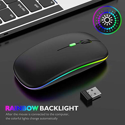 Wireless Mouse for Computer Laptop,Bluetooth Mouse for Apple MacBook,Dual Mode BT 5.0+ 2.4GHz USB Mice