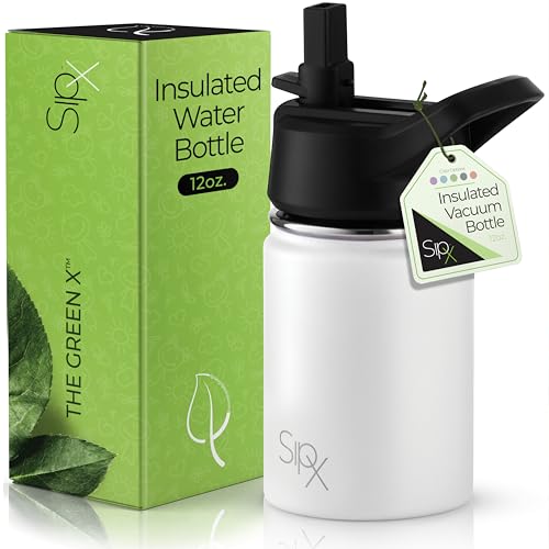 SIPX™ 12 oz Insulated Water Bottle with Straw Lid – Leakproof Stainless Steel, BPA-Free, Easy to Carry – Perfect for School, Camp, Sports & Travel – White - color: White