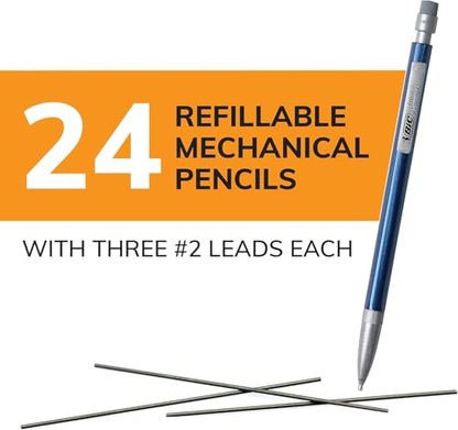 BIC Xtra-Precision Mechanical Pencils with Erasers, Black Barrel, Fine Point (0.5mm), 50-Count Pack - color: Black
