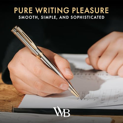 Wordsworth and Black Mechanical Pencil Graphite Lead- Stunning Luxury Metal Pencil, Silver Chrome 24K Gold Finish, 0.7mm Led, Best Gift Set for Men & Women, Professional Executive Office Pencils - color: Silver Gold