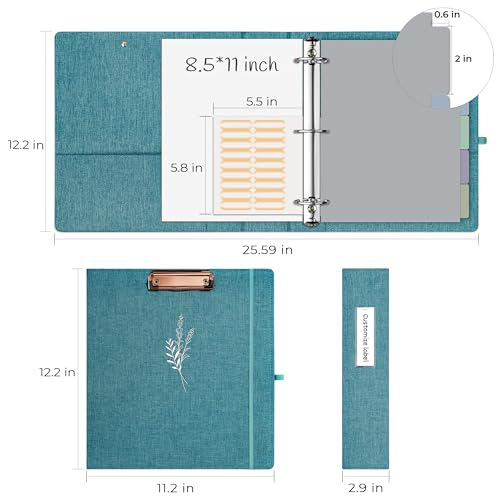 EYROZILL 3 Ring Binder 2 Inch, Binder for Letter Size (11" x 8.5") with 5 Tab Dividers, File Folder Labels and Low Profile Clipboards, Lavender Blue - color: Blue Lavender, size: ‎Letter Size - 2 Inch