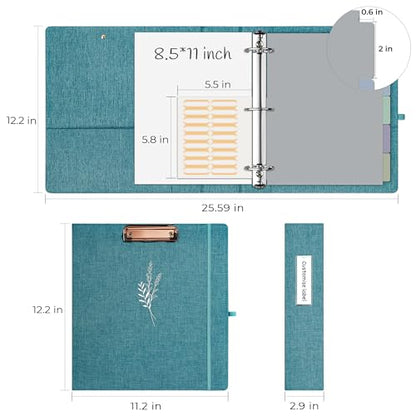 EYROZILL 3 Ring Binder 2 Inch, Binder for Letter Size (11" x 8.5") with 5 Tab Dividers, File Folder Labels and Low Profile Clipboards, Lavender Blue - color: Blue Lavender, size: ‎Letter Size - 2 Inch