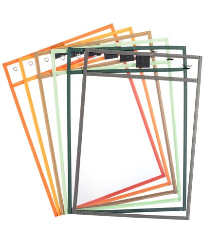 Mr. Pen- Reusable Dry Erase Pocket Sleeves, 10" x 14", 6 Pack, Colorful | Clear Plastic Paper Sleeves, Ticket Holders, Clear Plastic Sheet Protectors, Teacher, School, Classroom Supplies - color: Autumn, size: 6 Pack