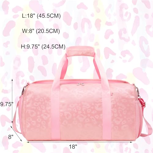 Jumpopack Dance Bag for Girls Duffle Bags Girls Overnight Bag Sleepover Gym Gymnastics Bags with Shoe Compartment and Wet Pocket,Leopard Shape - color: Leopard Pink