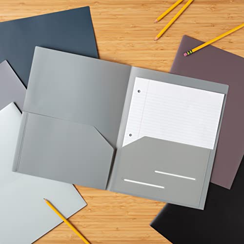 Youngever 6 Pack Heavy Duty Plastic Two Pocket Folders, Heavy Duty Plastic 2 Pocket Folder (Urban Colors) - color: Urban Colors