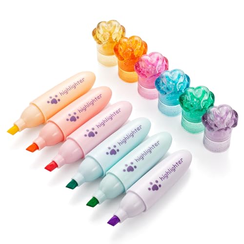 6 Pastel Highlighter Pens, Chisel Tip Quick Dry No Bleed Markers – Bible Study, Notes, Office & Back to School Supplies, 6 Colors Set (1mm + 5mm) - color: 6 Colors-B