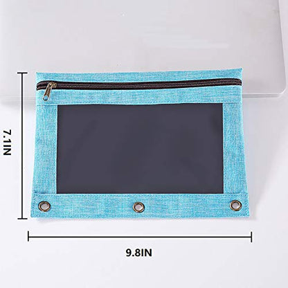 3 Rings Binder Pencil Pouch, Pencil Case with Clear Window (Grey&Blue 2pack) - color: Sky Blue&grey