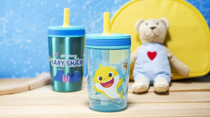 Zak Designs Baby Shark Kelso Tumbler Set, Leak-Proof Screw-On Lid with Straw, Bundle for Kids Includes Plastic and Stainless Steel Cups with Bonus Sipper (3pc Set, Non-BPA) (Pack of 12) - color: Baby Shark, size: 3 Piece Set (Pack of 12)